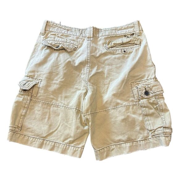 VTG‎ Y2K American Eagle Cargo Shorts Sz 33 Tan Baggy Military Utility Distressed - Picture 2 of 13